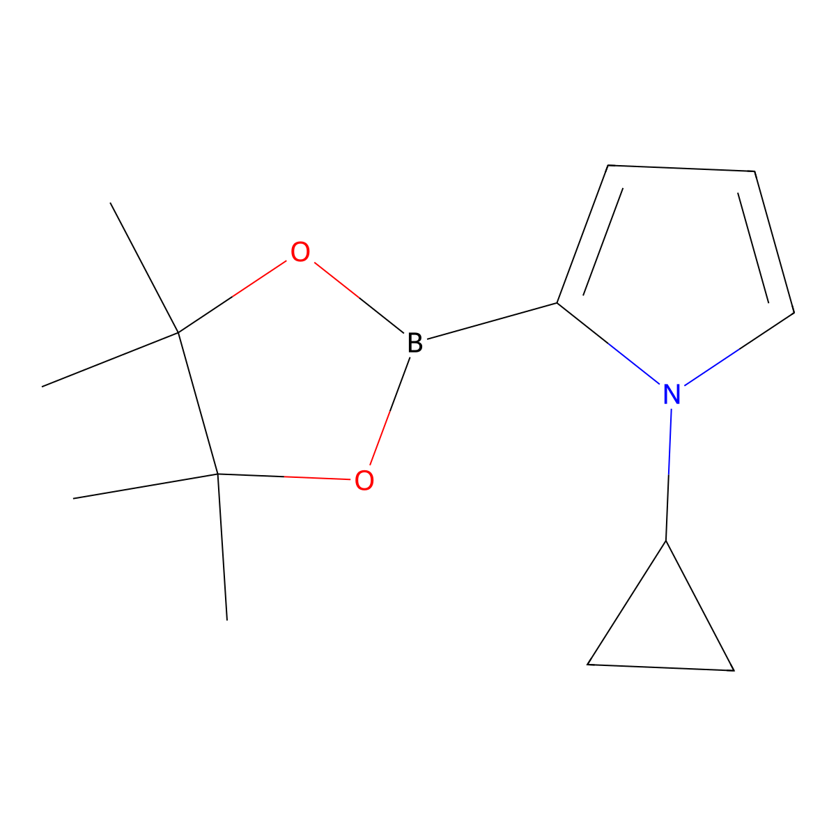 1-cyclopropyl-2-(4,4,5,5-tetramethyl-1,3,2-dioxaborolan-2-yl)-1H-pyrrole molecular structure, CAS 2364586-26-3