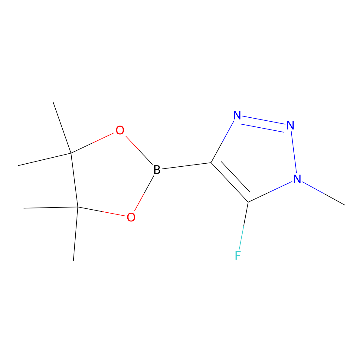 5-fluoro-1-methyl-4-(4,4,5,5-tetramethyl-1,3,2-dioxaborolan-2-yl)-1H-1,2,3-triazole molecular structure, CAS 2364586-36-5