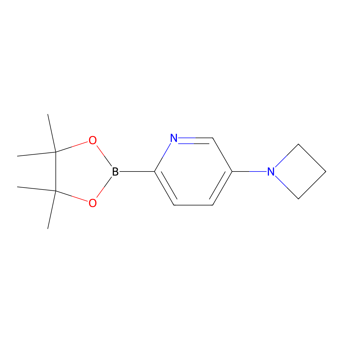 5-(Azetidin-1-yl)-2-(4,4,5,5-tetramethyl-1,3,2-dioxaborolan-2-yl)pyridine molecular structure, CAS 2364586-38-7