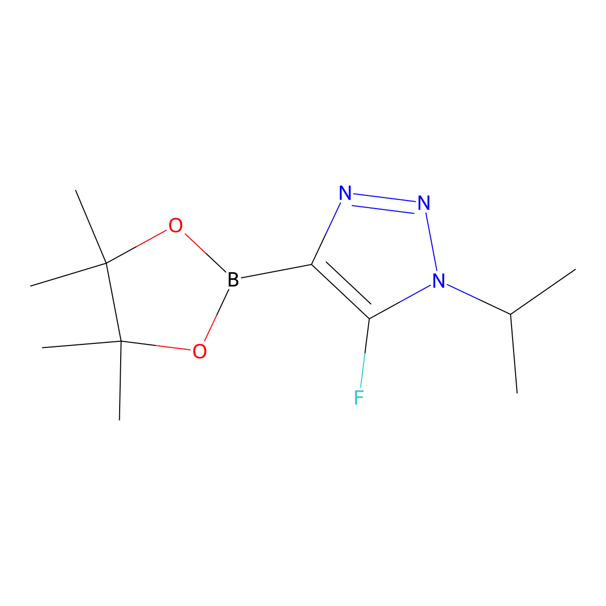 5-Fluoro-1-propan-2-yl-4-(4,4,5,5-tetramethyl-1,3,2-dioxaborolan-2-yl)triazole molecular structure, CAS 2364586-39-8