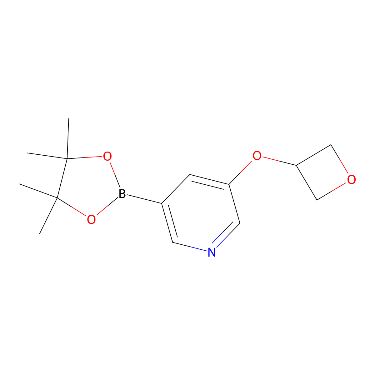 3-(Oxetan-3-yloxy)-5-(4,4,5,5-tetramethyl-1,3,2-dioxaborolan-2-yl)pyridine molecular structure, CAS 2364586-46-7
