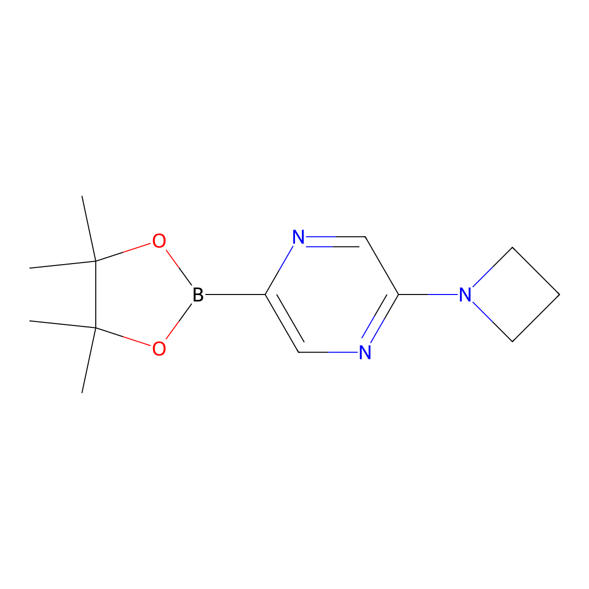 2-(Azetidin-1-yl)-5-(4,4,5,5-tetramethyl-1,3,2-dioxaborolan-2-yl)pyrazine molecular structure, CAS 2364586-48-9