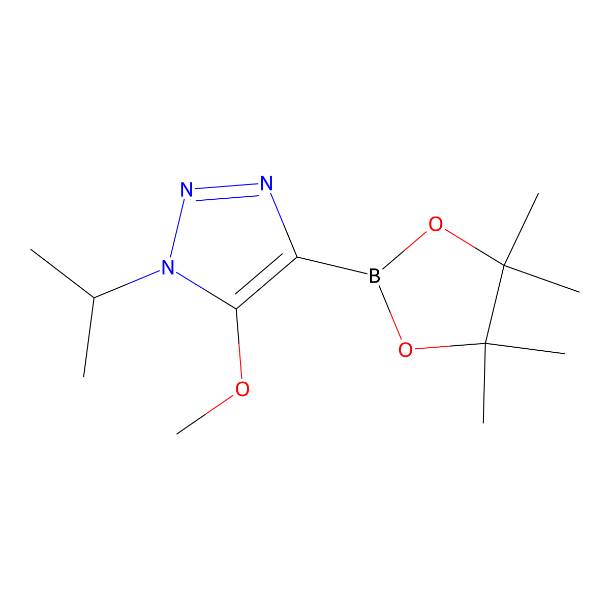 1-isopropyl-5-methoxy-4-(4,4,5,5-tetramethyl-1,3,2-dioxaborolan-2-yl)-1H-1,2,3-triazole molecular structure, CAS 2364586-62-7