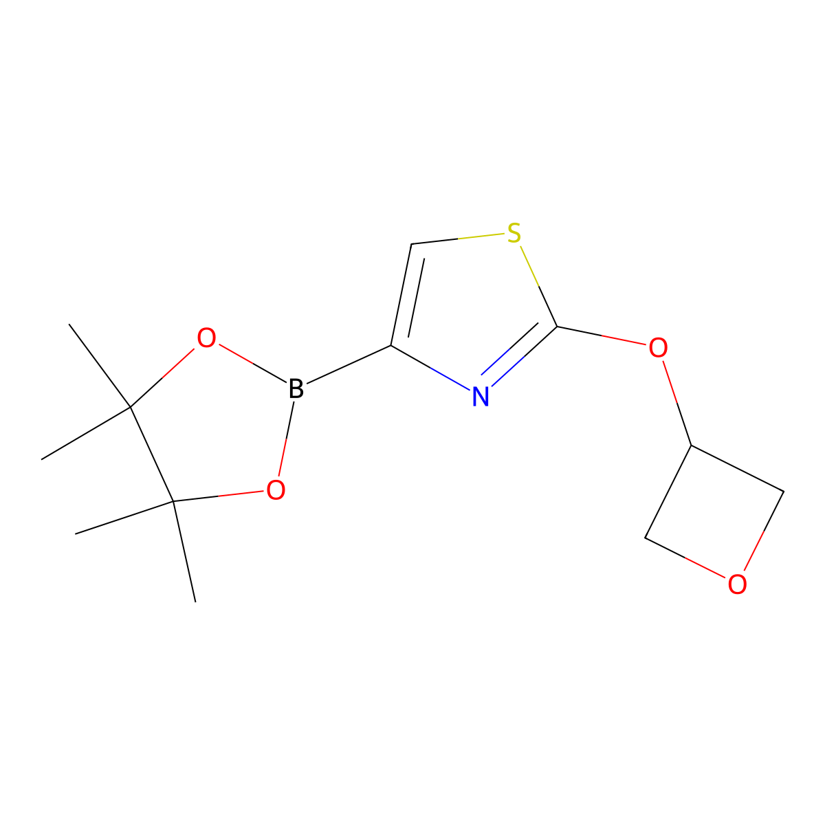 2-(Oxetan-3-yloxy)-4-(4,4,5,5-tetramethyl-1,3,2-dioxaborolan-2-yl)thiazole molecular structure, CAS 2364586-63-8