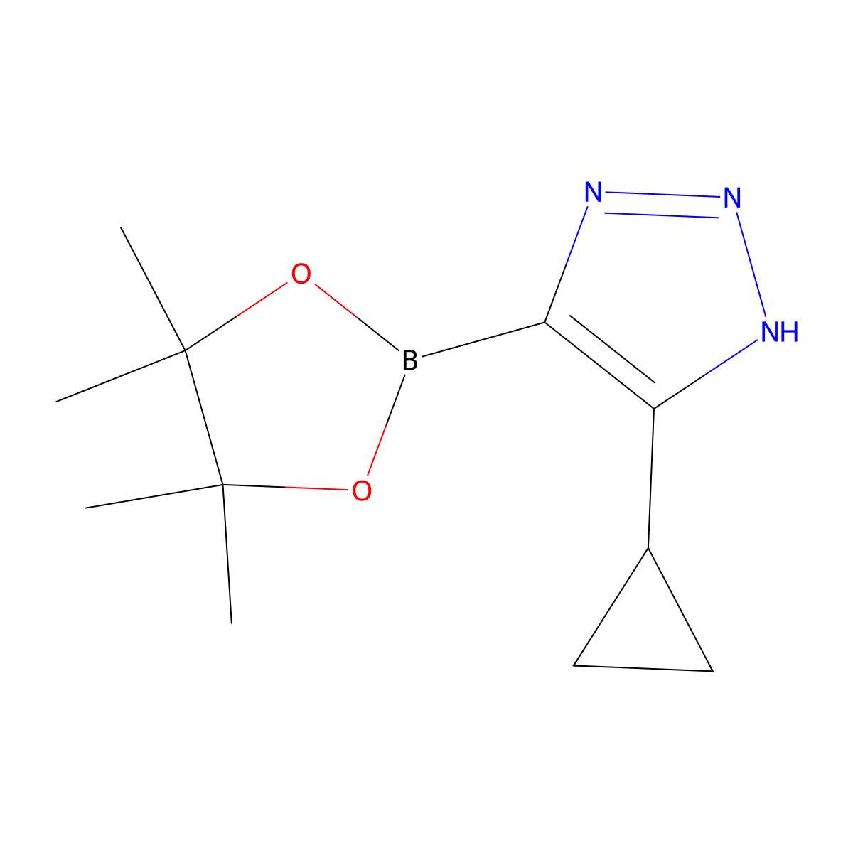 5-cyclopropyl-4-(4,4,5,5-tetramethyl-1,3,2-dioxaborolan-2-yl)-1H-1,2,3-triazole molecular structure, CAS 2364586-66-1