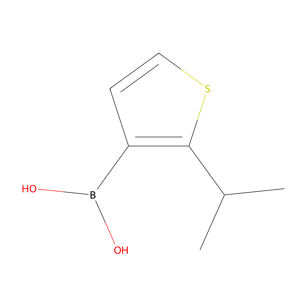 (2-Isopropylthiophen-3-yl)boronic acid molecular structure, CAS 2364586-73-0