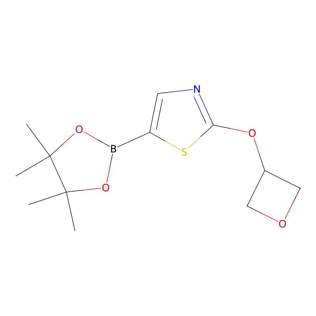 2-(Oxetan-3-yloxy)-5-(4,4,5,5-tetramethyl-1,3,2-dioxaborolan-2-yl)thiazole molecular structure, CAS 2364586-75-2