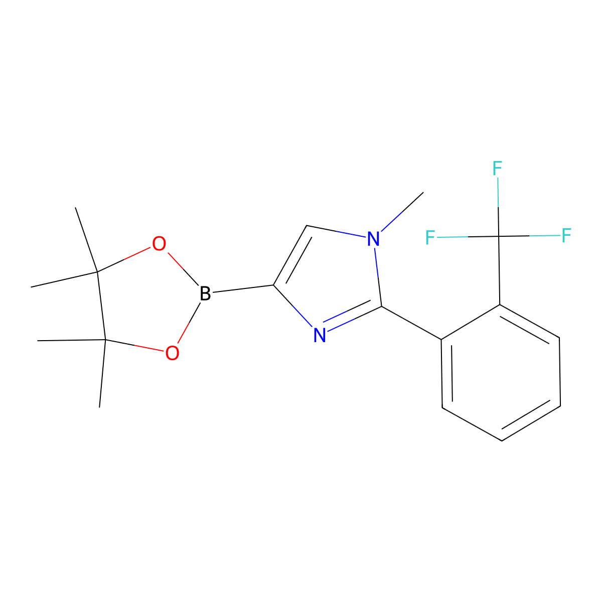 1-methyl-4-(4,4,5,5-tetramethyl-1,3,2-dioxaborolan-2-yl)-2-(2-(trifluoromethyl)phenyl)-1H-imidazole molecular structure, CAS 2364586-77-4