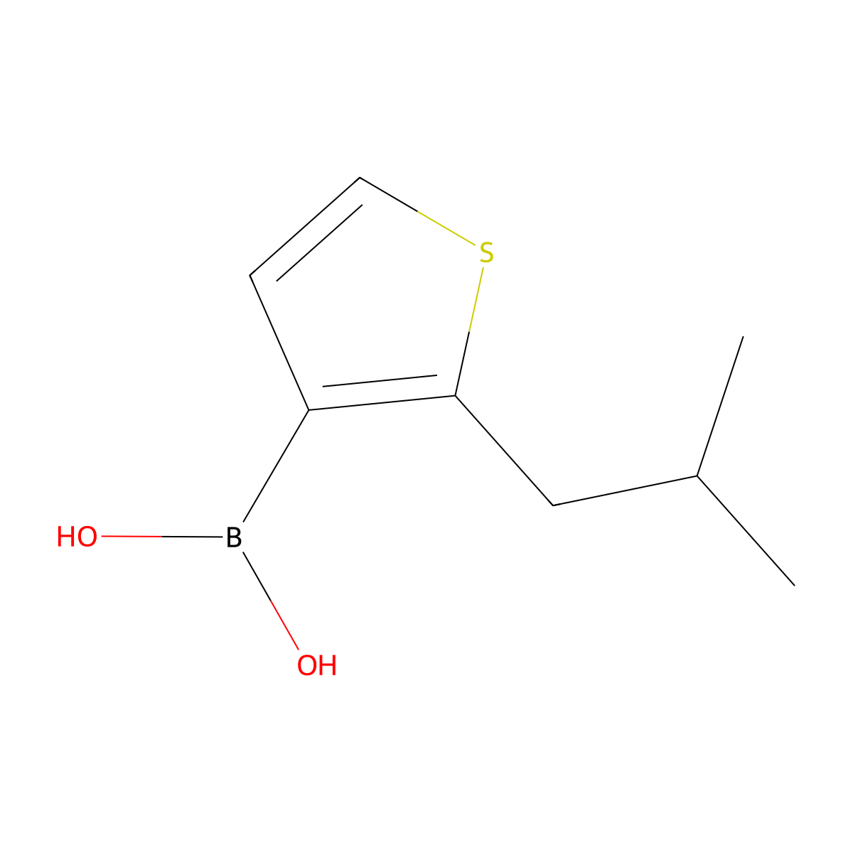 (2-Isobutylthiophen-3-yl)boronic acid molecular structure, CAS 2364586-90-1