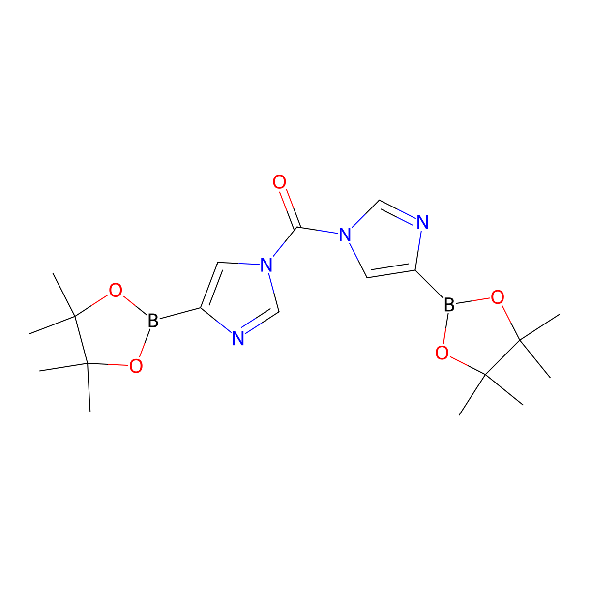 bis(4-(4,4,5,5-tetramethyl-1,3,2-dioxaborolan-2-yl)-1H-imidazol-1-yl)methanone molecular structure, CAS 2364586-92-3