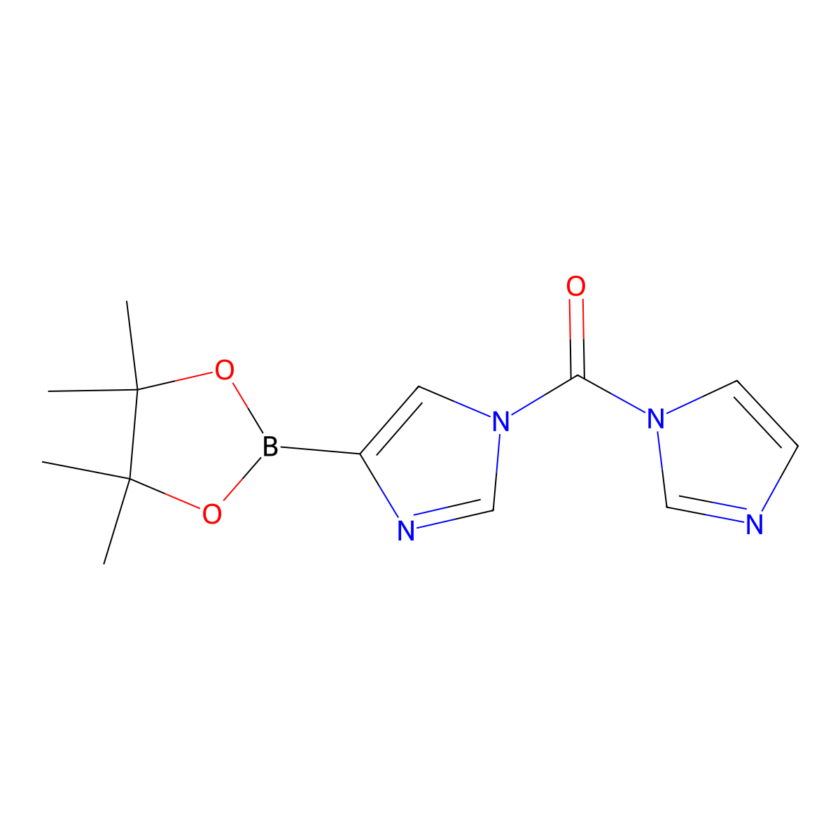 (1H-imidazol-1-yl)(4-(4,4,5,5-tetramethyl-1,3,2-dioxaborolan-2-yl)-1H-imidazol-1-yl)methanone molecular structure, CAS 2364586-94-5
