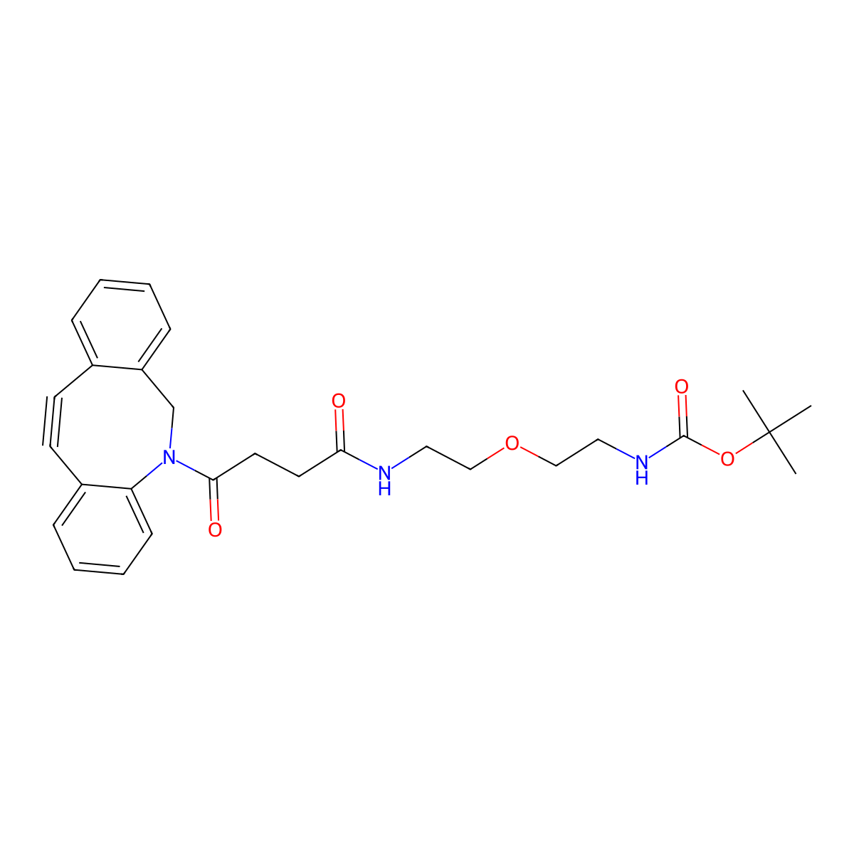 DBCO-PEG1-NH-Boc molecular structure, CAS 2364591-77-3