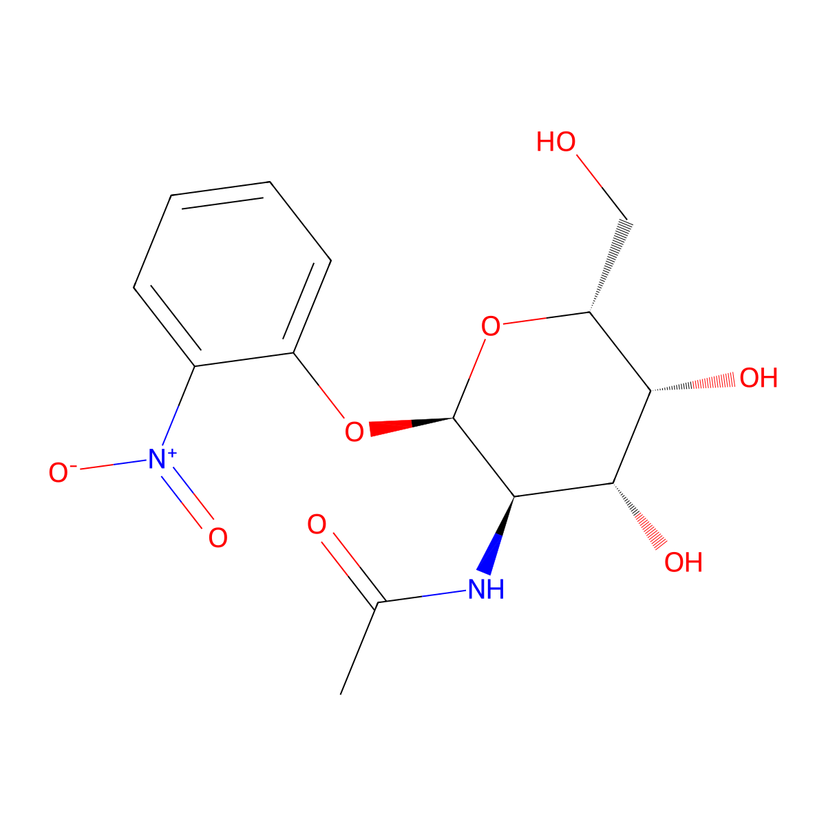 alpha-D-Galactopyranoside, 2-nitrophenyl 2-(acetylamino)-2-deoxy- molecular structure, CAS 23646-67-5
