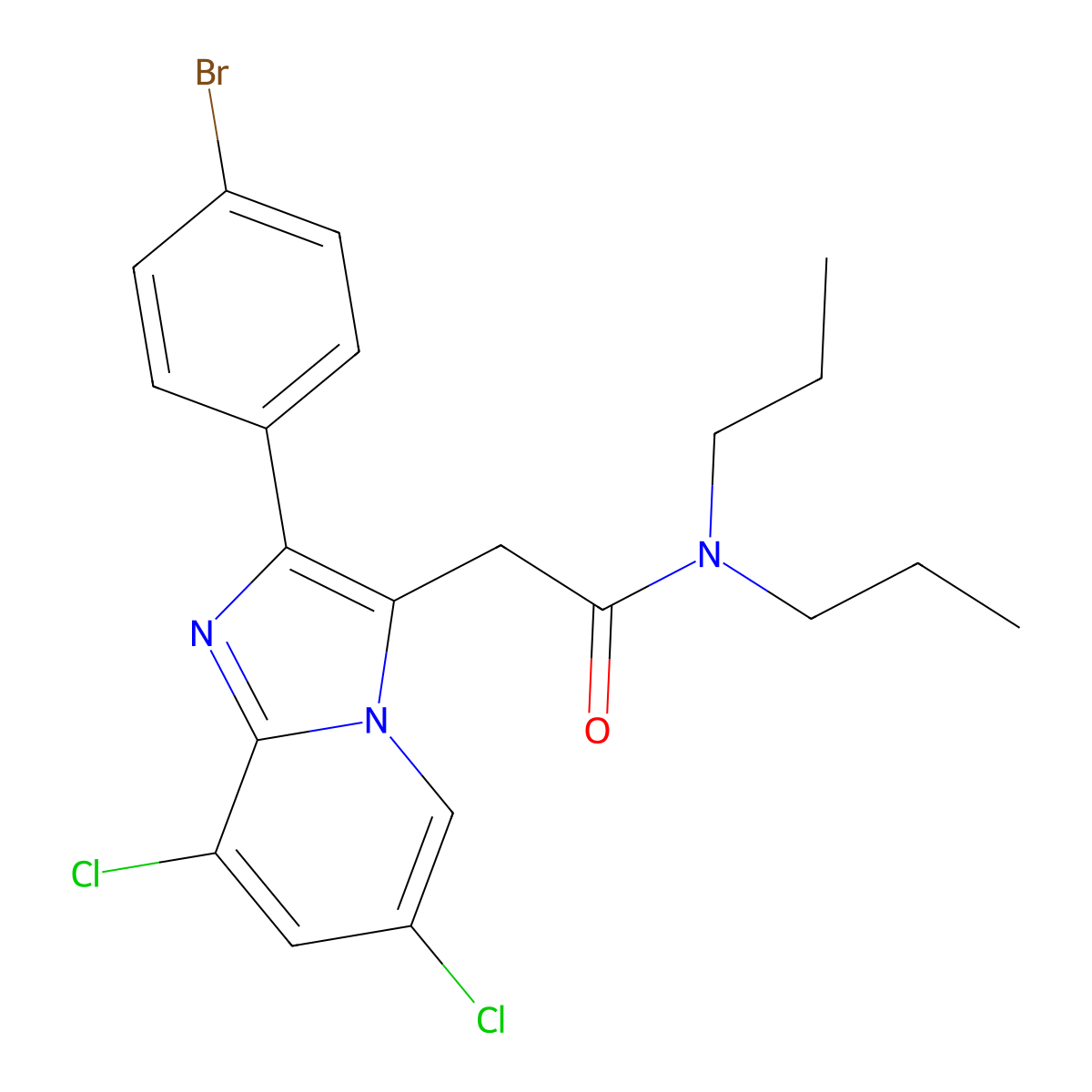 2-(4-Bromophenyl)-6,8-dichloro-N,N-dipropylimidazo[1,2-A]pyridine-3-acetamide molecular structure, CAS 2365171-43-1