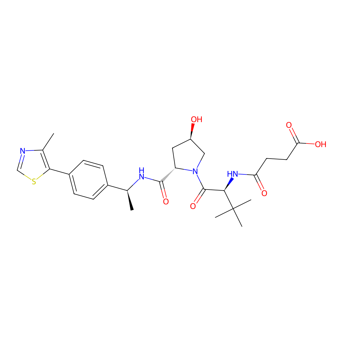 4-(((S)-1-((2S,4R)-4-hydroxy-2-(((S)-1-(4-(4-methylthiazol-5-yl)phenyl)ethyl)carbamoyl)pyrrolidin-1-yl)-3,3-dimethyl-1-oxobutan-2-yl)amino)-4-oxobutanoic acid molecular structure, CAS 2365173-01-7
