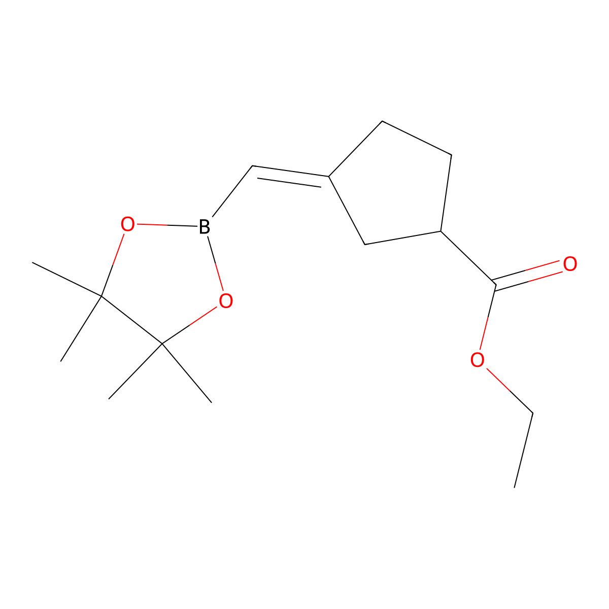 ethyl (3Z)-3-[(4,4,5,5-tetramethyl-1,3,2-dioxaborolan-2-yl)methylene]cyclopentanecarboxylate molecular structure, CAS 2365173-44-8