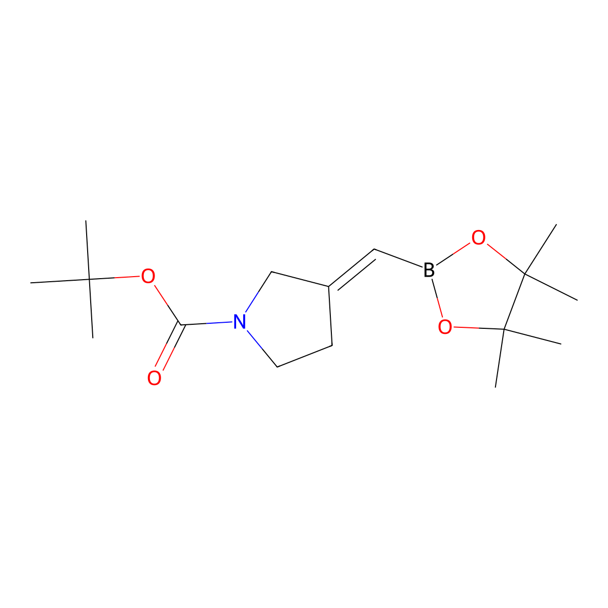 tert-Butyl (3E)-3-[(tetramethyl-1,3,2-dioxaborolan-2-yl)methylidene]pyrrolidine-1-carboxylate molecular structure, CAS 2365173-49-3