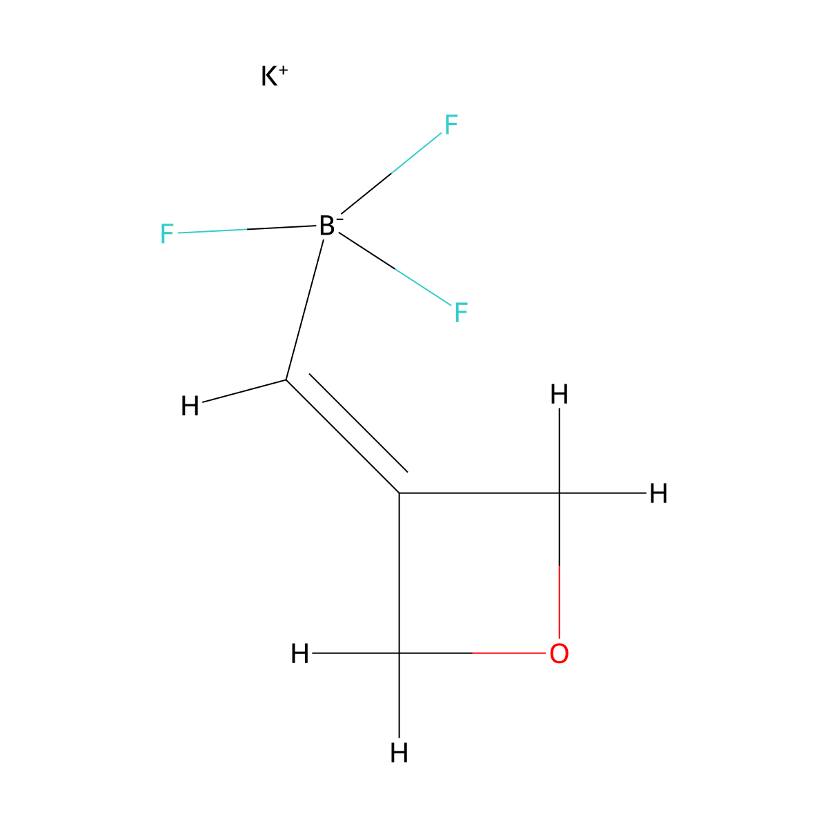 Potassium trifluoro[(oxetan-3-ylidene)methyl]boranuide molecular structure, CAS 2365173-78-8