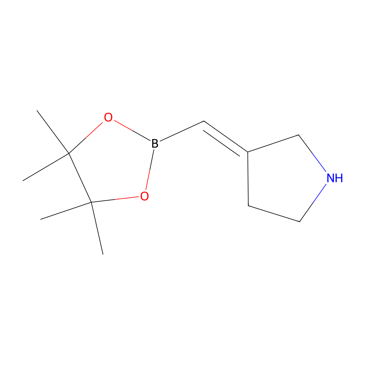 (E)-3-((4,4,5,5-Tetramethyl-1,3,2-dioxaborolan-2-yl)methylene)pyrrolidine molecular structure, CAS 2365173-80-2