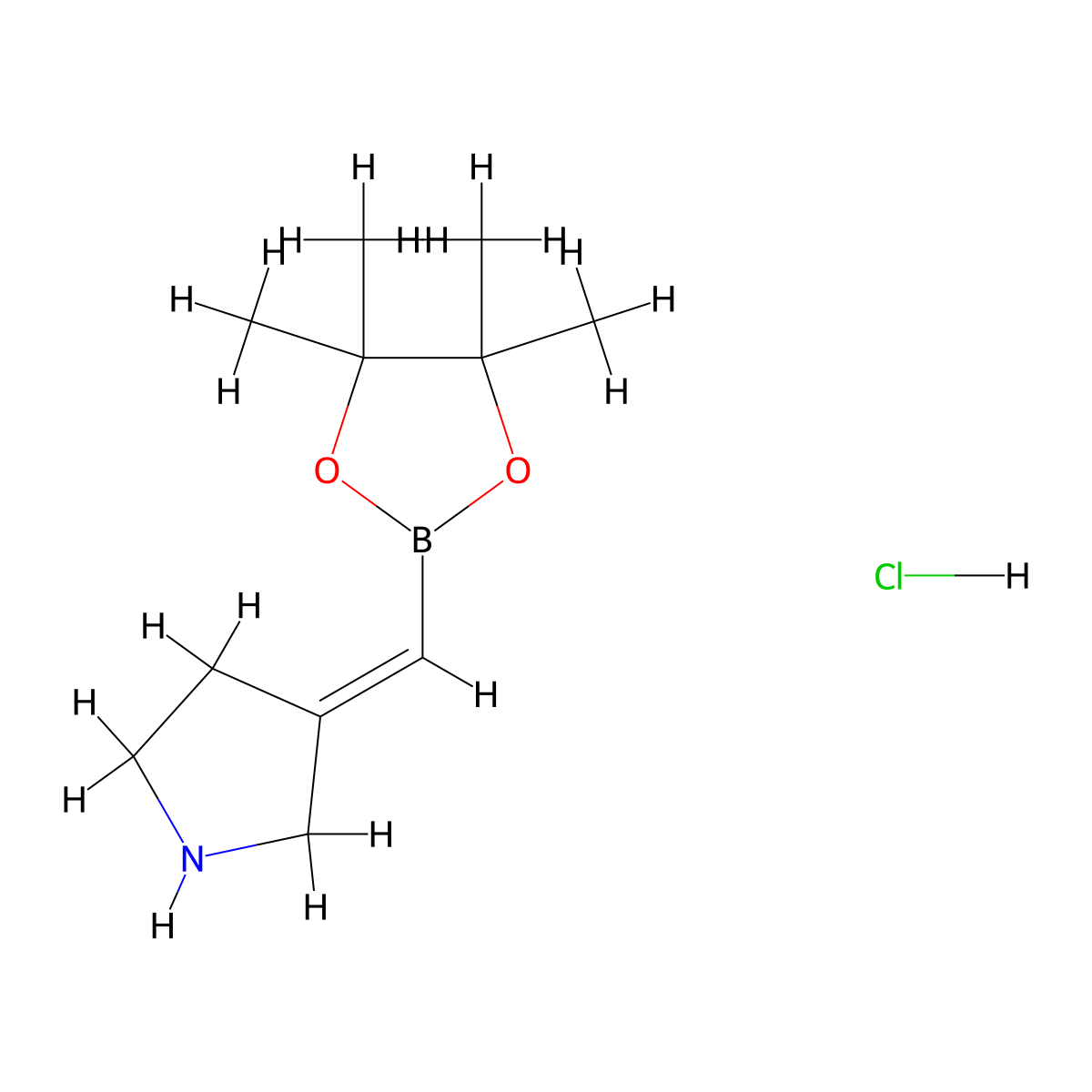 (E)-3-((4,4,5,5-Tetramethyl-1,3,2-dioxaborolan-2-yl)methylene)pyrrolidine hydrochloride molecular structure, CAS 2365173-81-3
