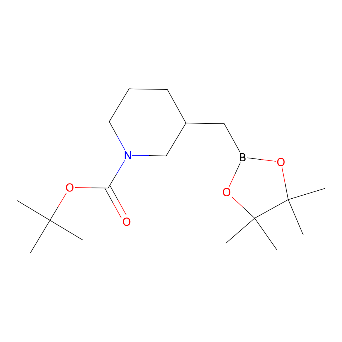 Tert-butyl 3-[(tetramethyl-1,3,2-dioxaborolan-2-yl)methyl]piperidine-1-carboxylate molecular structure, CAS 2365173-87-9