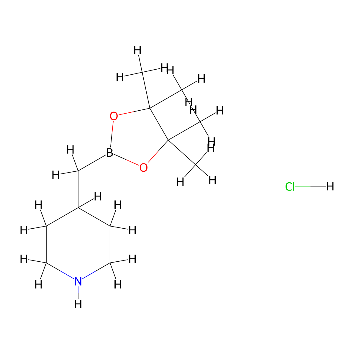 4-[(4,4,5,5-Tetramethyl-1,3,2-dioxaborolan-2-yl)methyl]piperidine;hydrochloride molecular structure, CAS 2365173-97-1