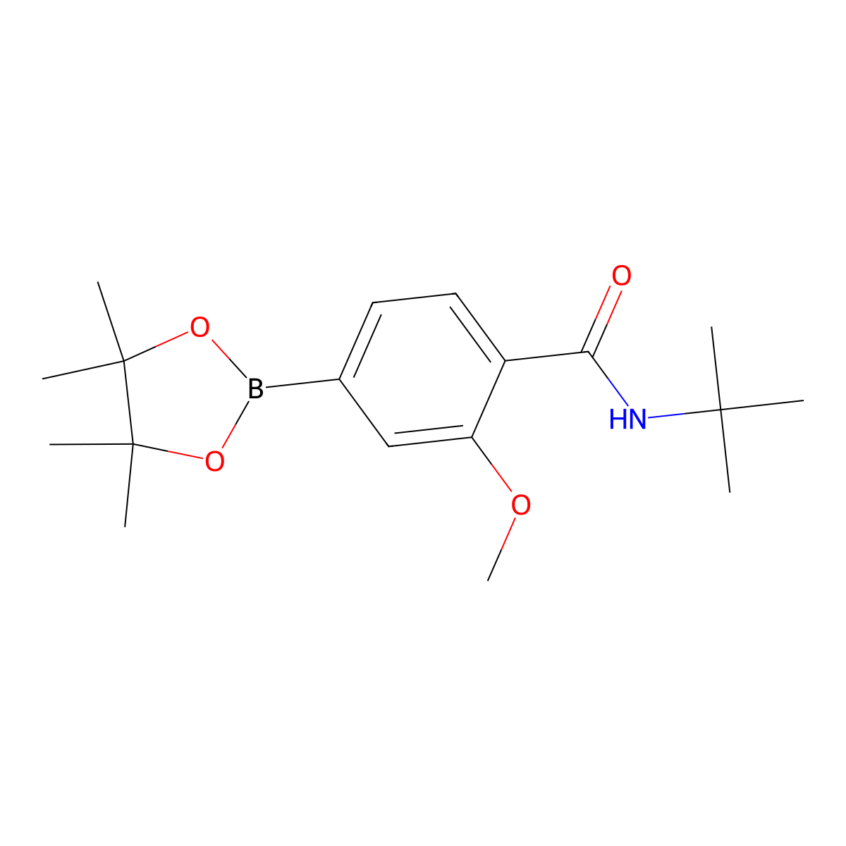N-tert-Butyl-2-methoxy-4-(tetramethyl-1,3,2-dioxaborolan-2-yl)benzamide molecular structure, CAS 2365191-41-7