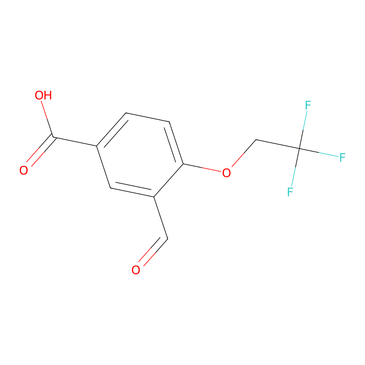3-Formyl-4-(2,2,2-trifluoroethoxy)benzoic acid molecular structure, CAS 2365228-67-5