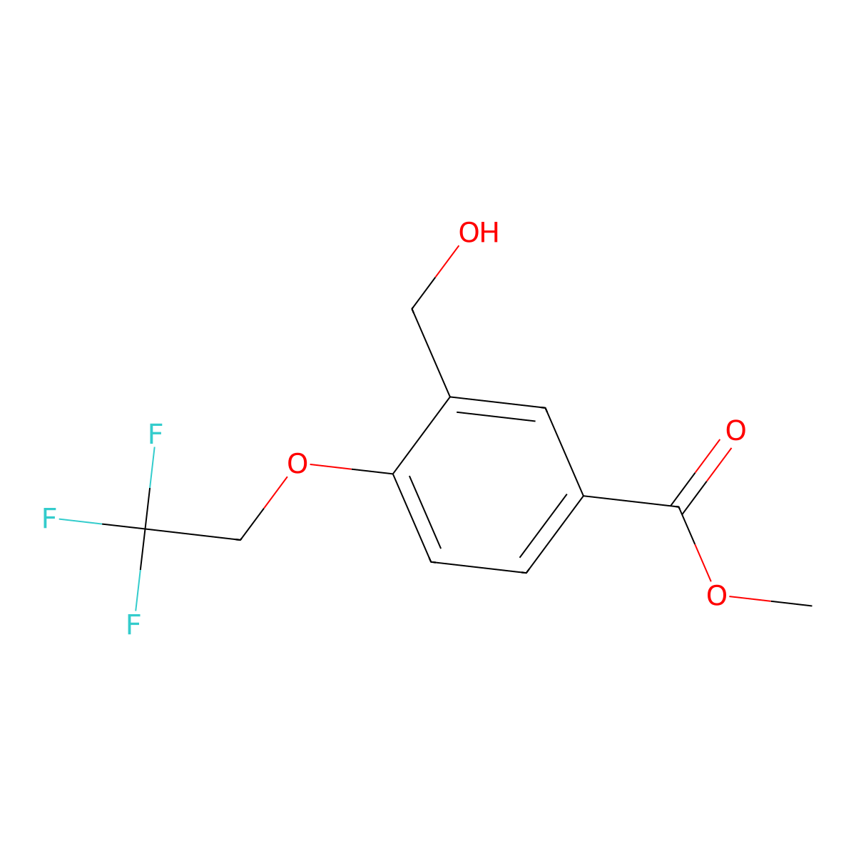 Methyl 3-(hydroxymethyl)-4-(2,2,2-trifluoroethoxy)benzoate molecular structure, CAS 2365228-83-5