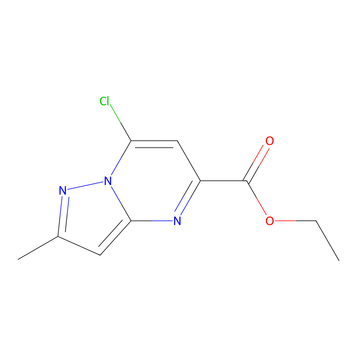 Ethyl 7-chloro-2-methyl-pyrazolo[1,5-a]pyrimidine-5-carboxylate molecular structure, CAS 2365242-43-7