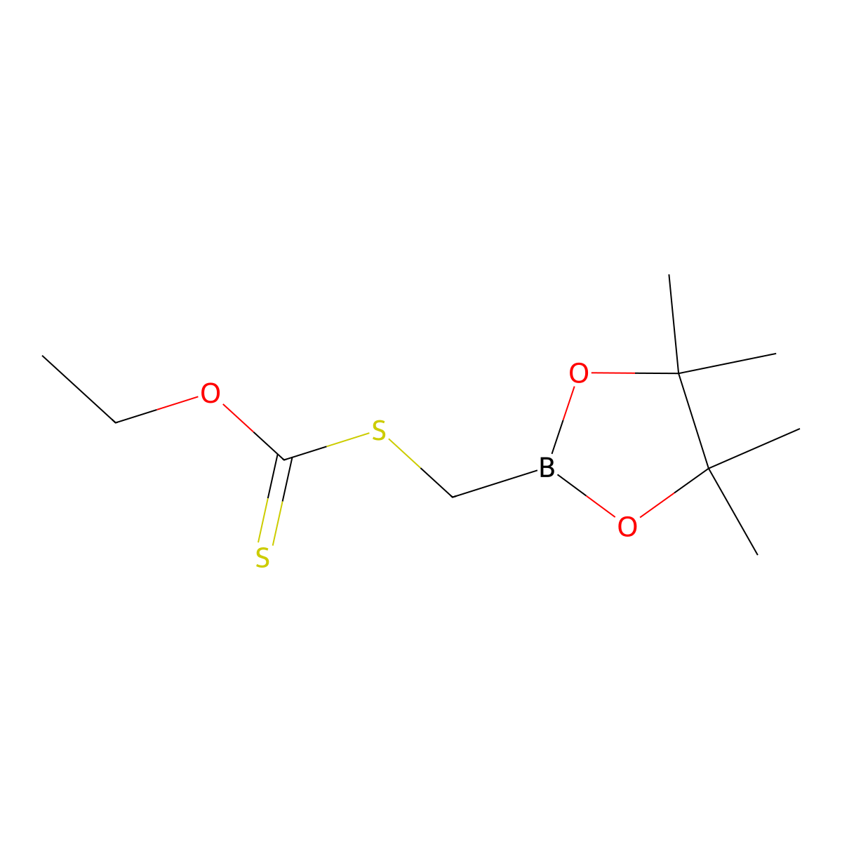 O-Ethyl S-((4,4,5,5-tetramethyl-1,3,2-dioxaborolan-2-yl)methyl) carbonodithioate molecular structure, CAS 2365321-63-5