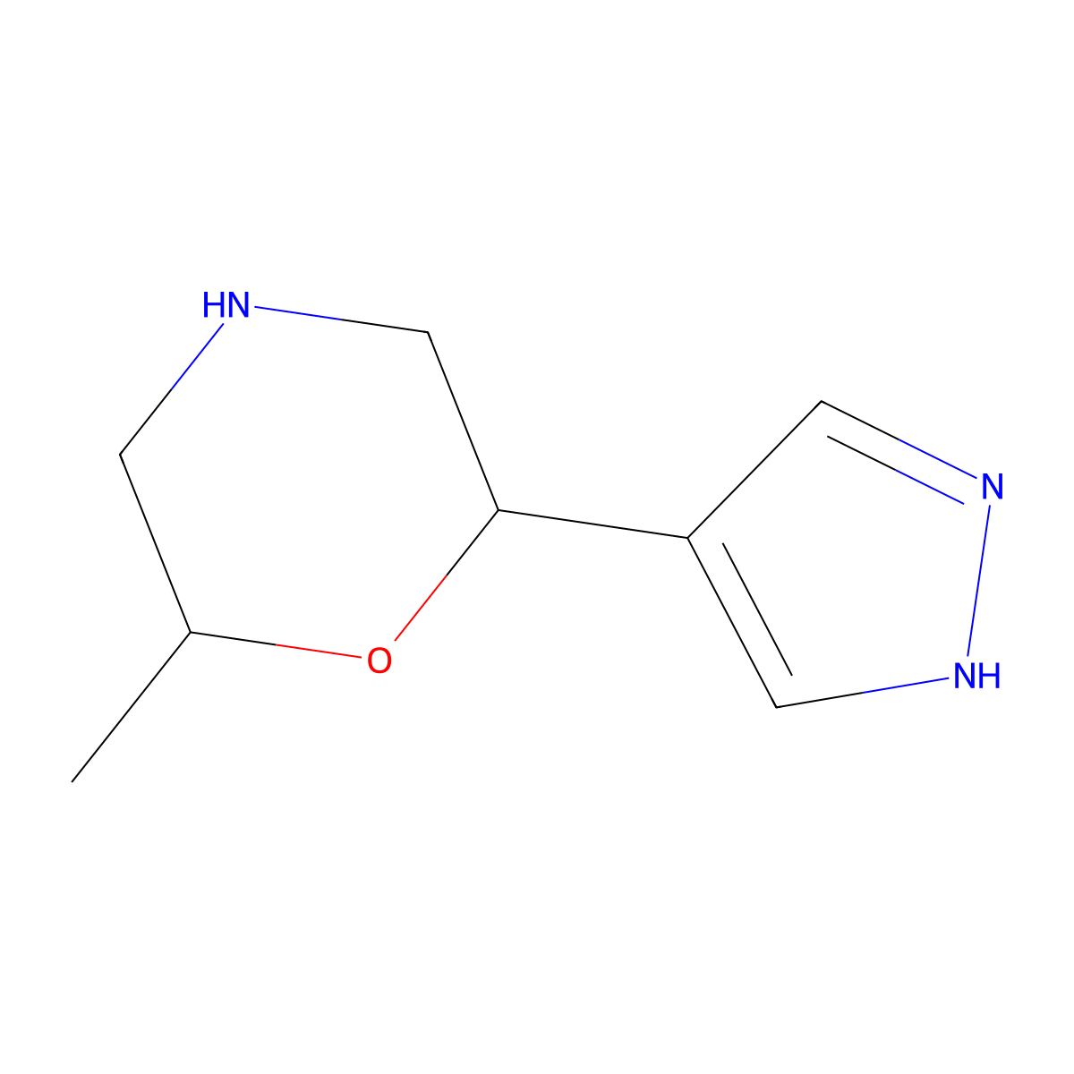 2-Methyl-6-(1H-pyrazol-4-yl)morpholine molecular structure, CAS 2365342-32-9