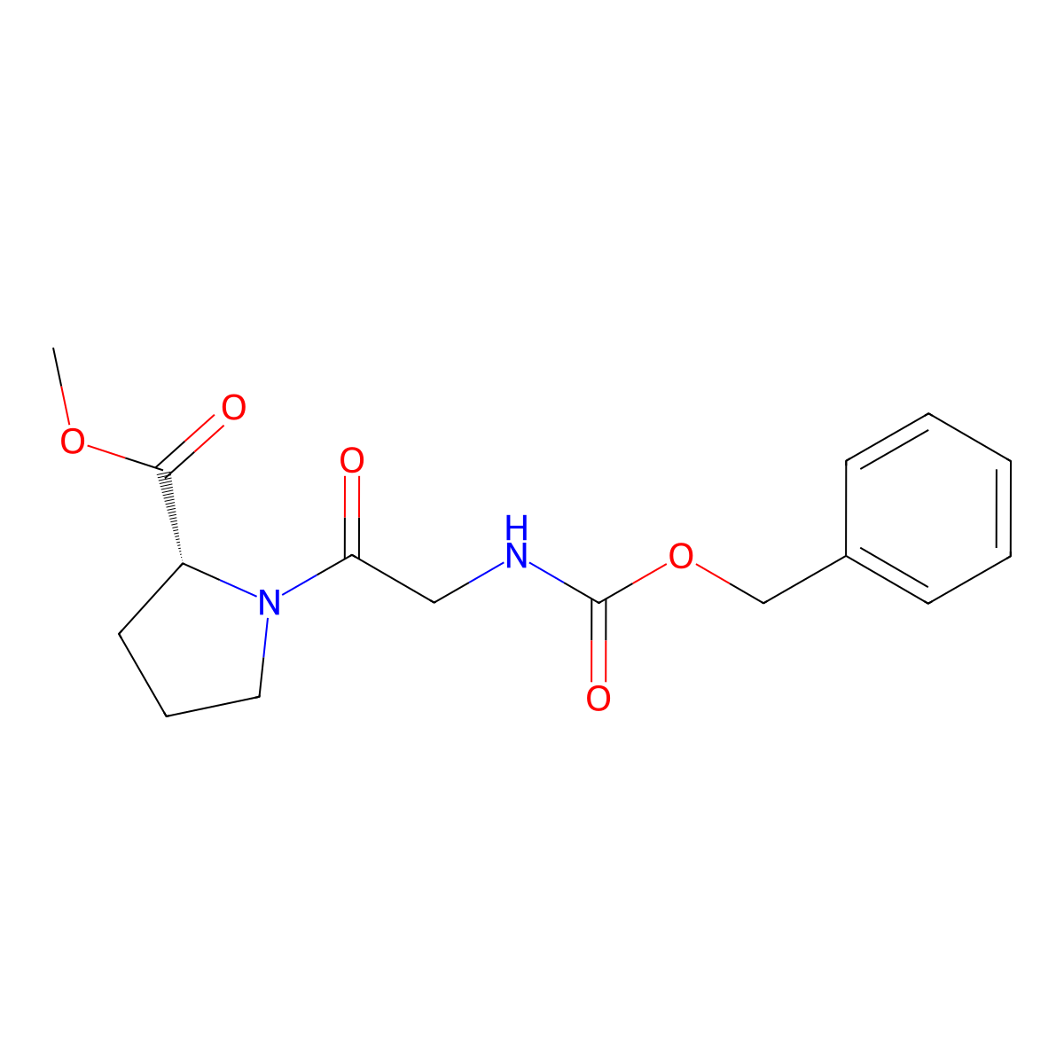 Methyl (2R)-1-(2-{[(benzyloxy)carbonyl]amino}acetyl)pyrrolidine-2-carboxylate molecular structure, CAS 2365390-46-9