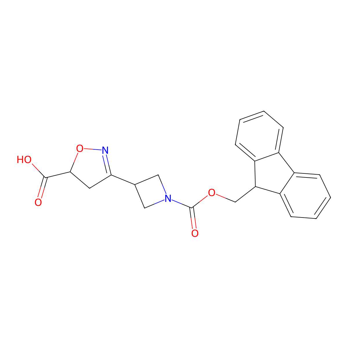 3-[1-(9H-Fluoren-9-ylmethoxycarbonyl)azetidin-3-yl]-4,5-dihydro-1,2-oxazole-5-carboxylic acid molecular structure, CAS 2365418-54-6
