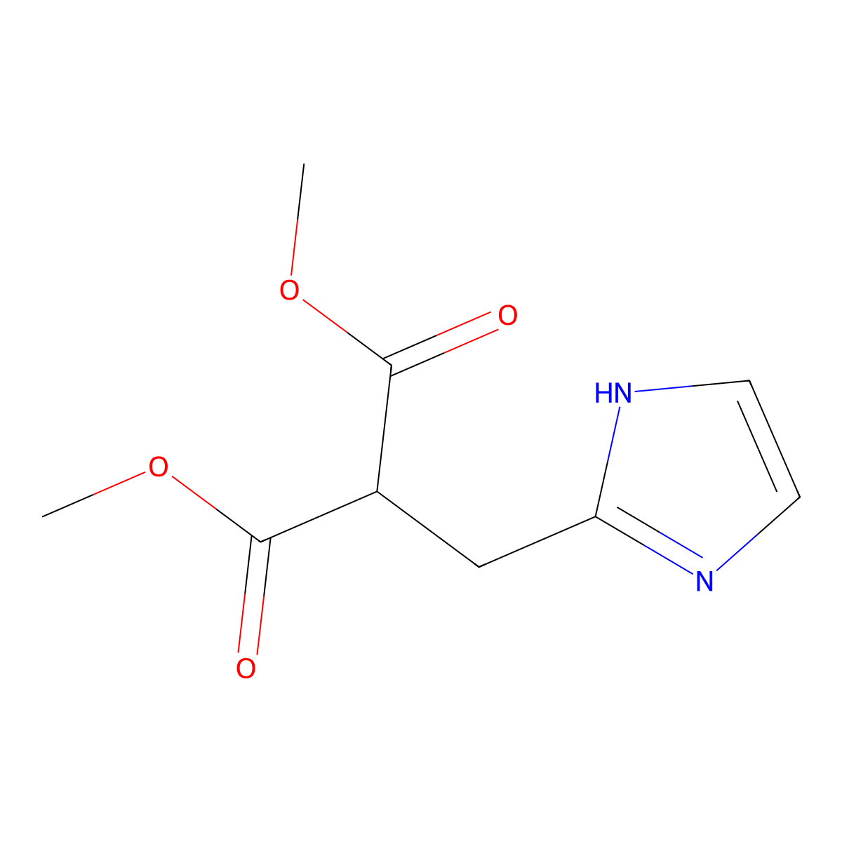 Dimethyl 2-((1H-imidazol-2-yl)methyl)malonate molecular structure, CAS 2365418-55-7