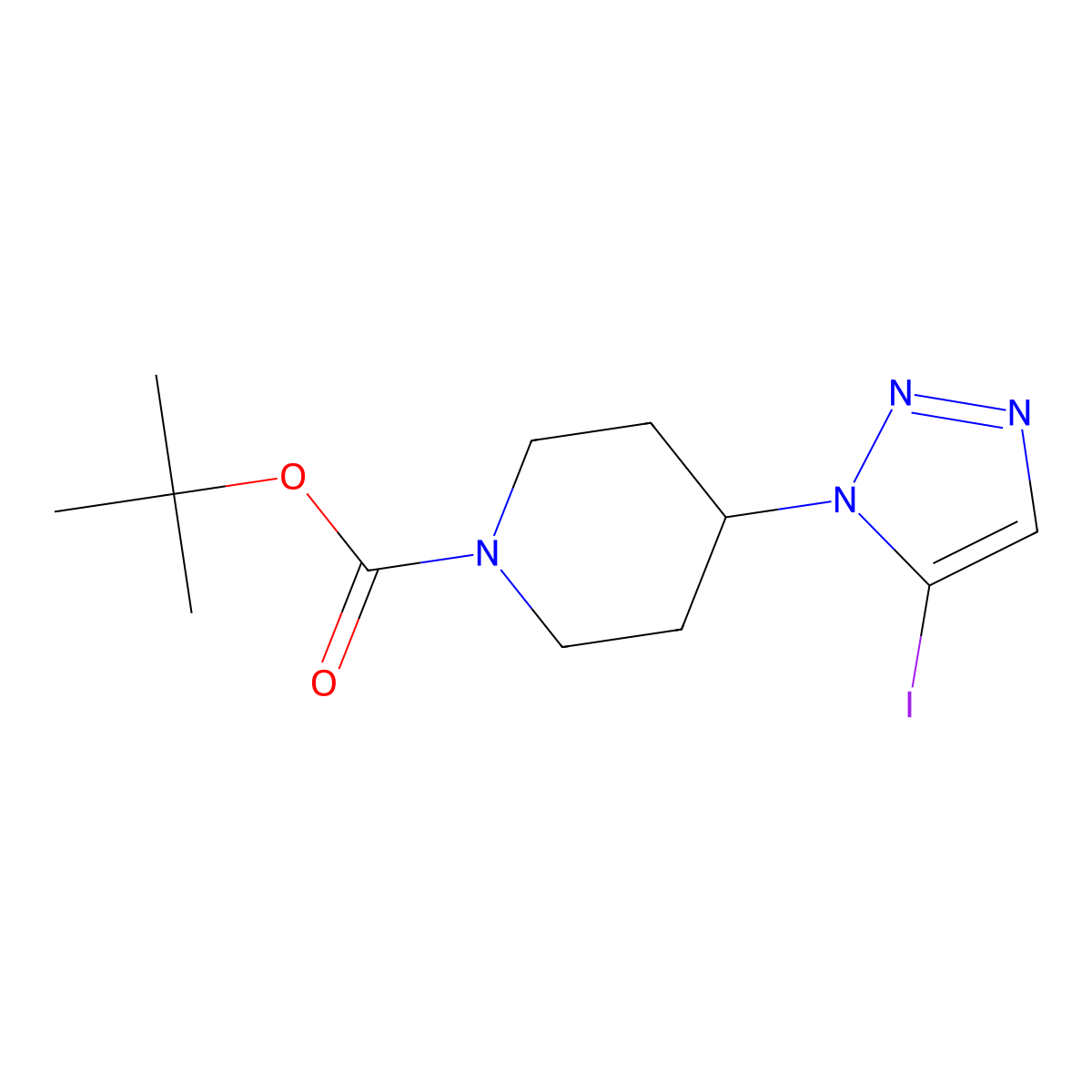 tert-butyl 4-(5-iodo-1H-1,2,3-triazol-1-yl)piperidine-1-carboxylate molecular structure, CAS 2365418-63-7