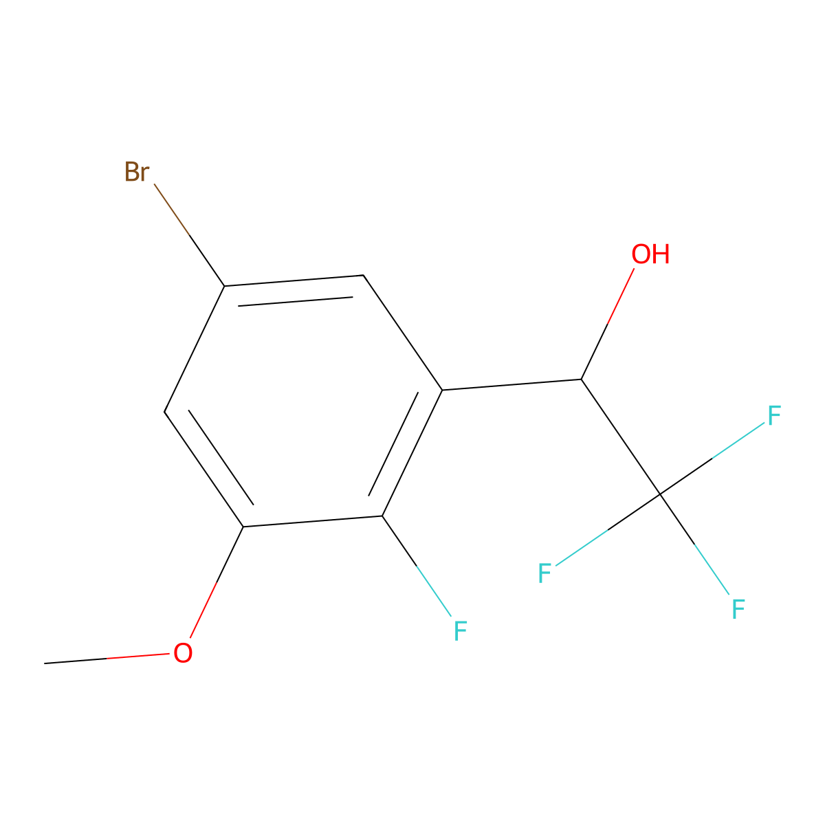 1-(5-Bromo-2-fluoro-3-methoxyphenyl)-2,2,2-trifluoroethanol molecular structure, CAS 2365418-76-2