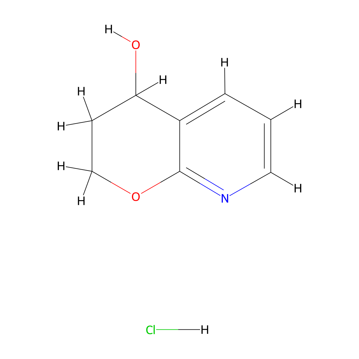 3,4-dihydro-2H-pyrano[2,3-b]pyridin-4-ol hydrochloride molecular structure, CAS 2365418-77-3
