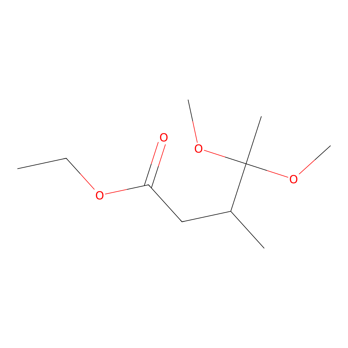 Ethyl 4,4-dimethoxy-3-methylpentanoate molecular structure, CAS 2365418-88-6