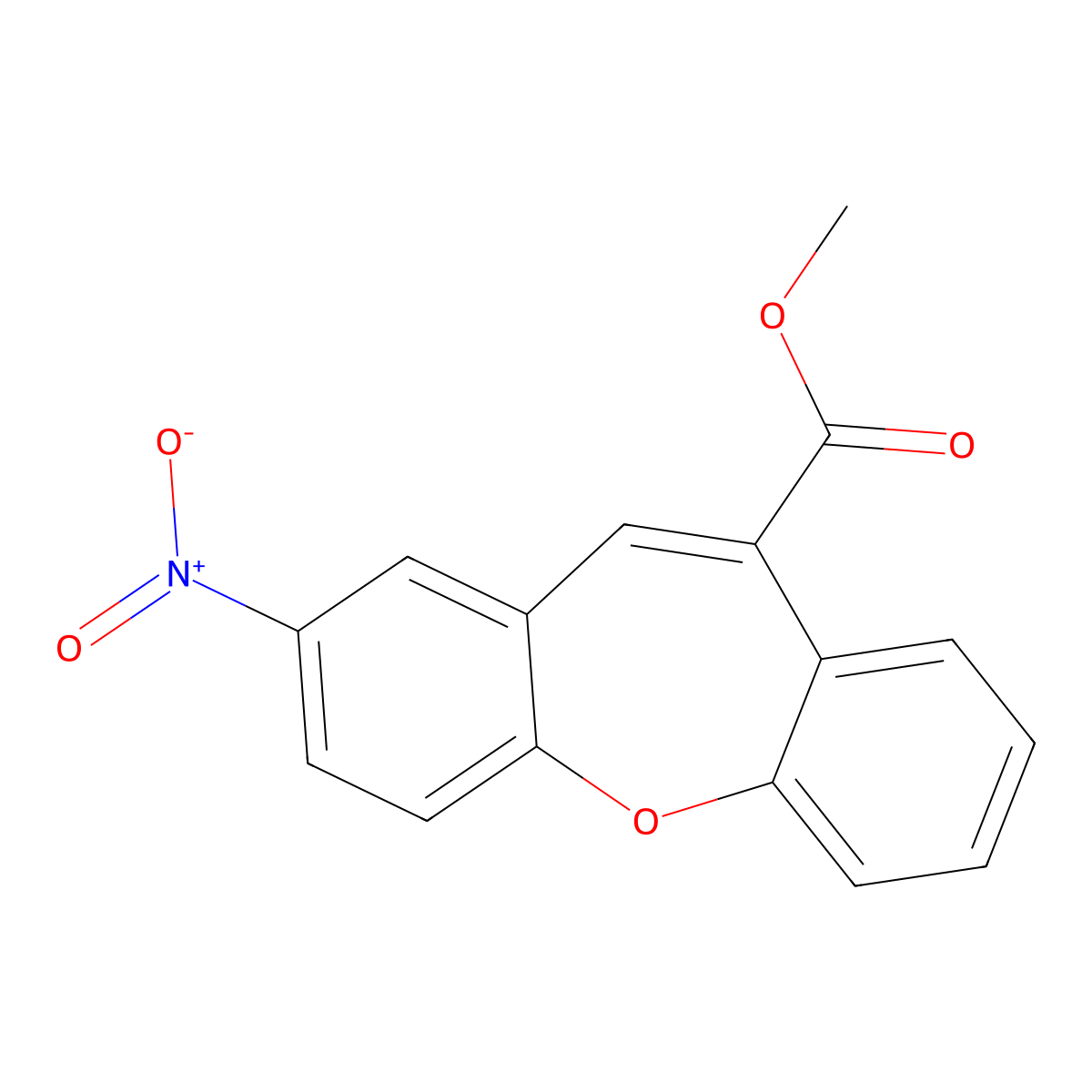 Methyl 13-nitro-2-oxatricyclo[9.4.0.0^{3,8}]pentadeca-1(15),3(8),4,6,9,11,13-heptaene-9-carboxylate molecular structure, CAS 2365418-91-1