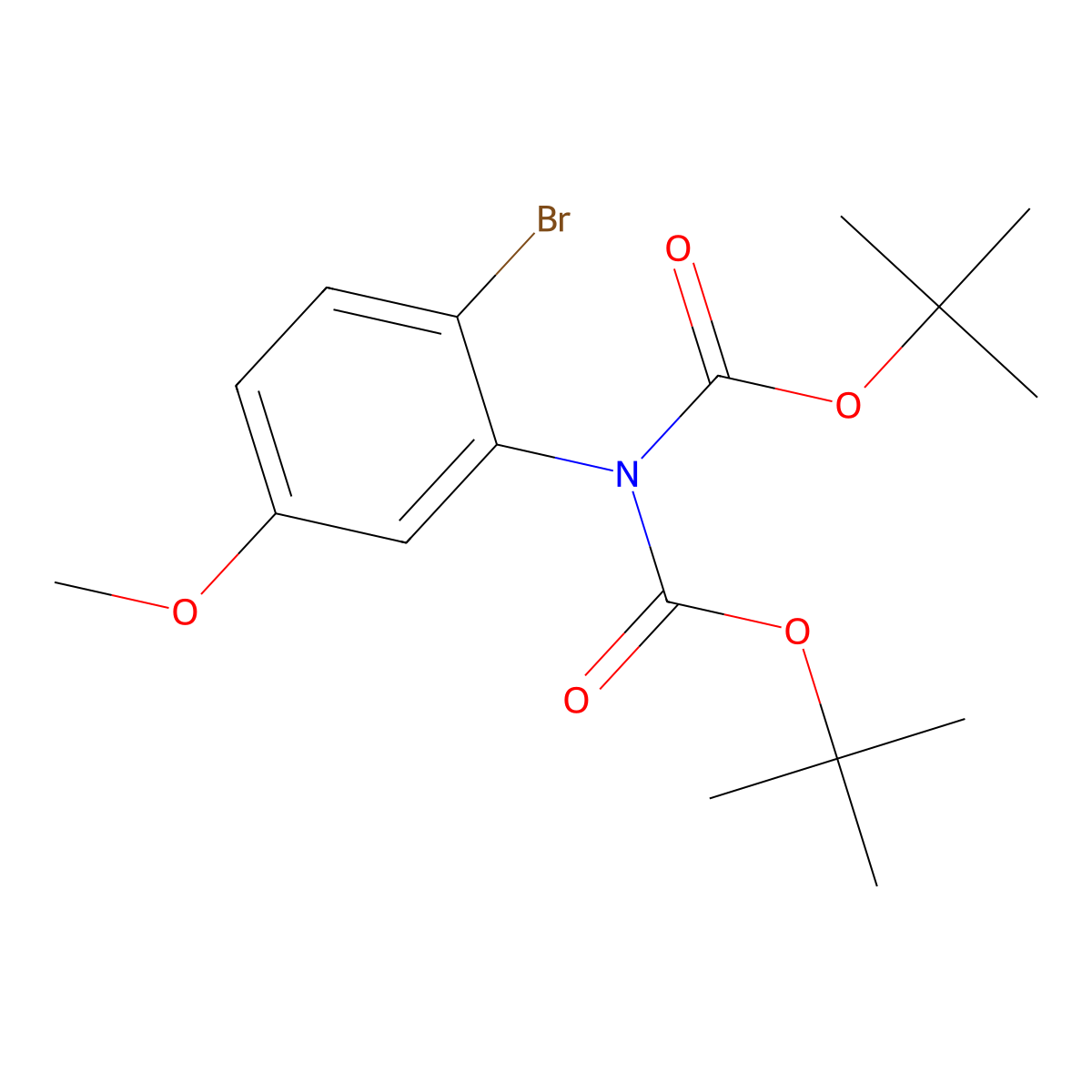 tert-Butyl N-(2-bromo-5-methoxyphenyl)-N-[(tert-butoxy)carbonyl]carbamate molecular structure, CAS 2365418-98-8