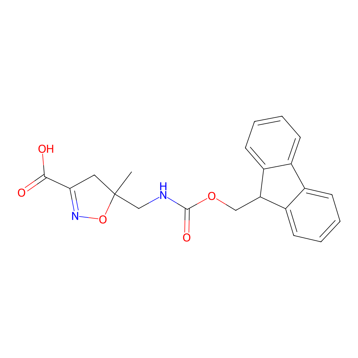 5-[({[(9H-fluoren-9-yl)methoxy]carbonyl}amino)methyl]-5-methyl-4,5-dihydro-1,2-oxazole-3-carboxylic acid molecular structure, CAS 2365419-03-8