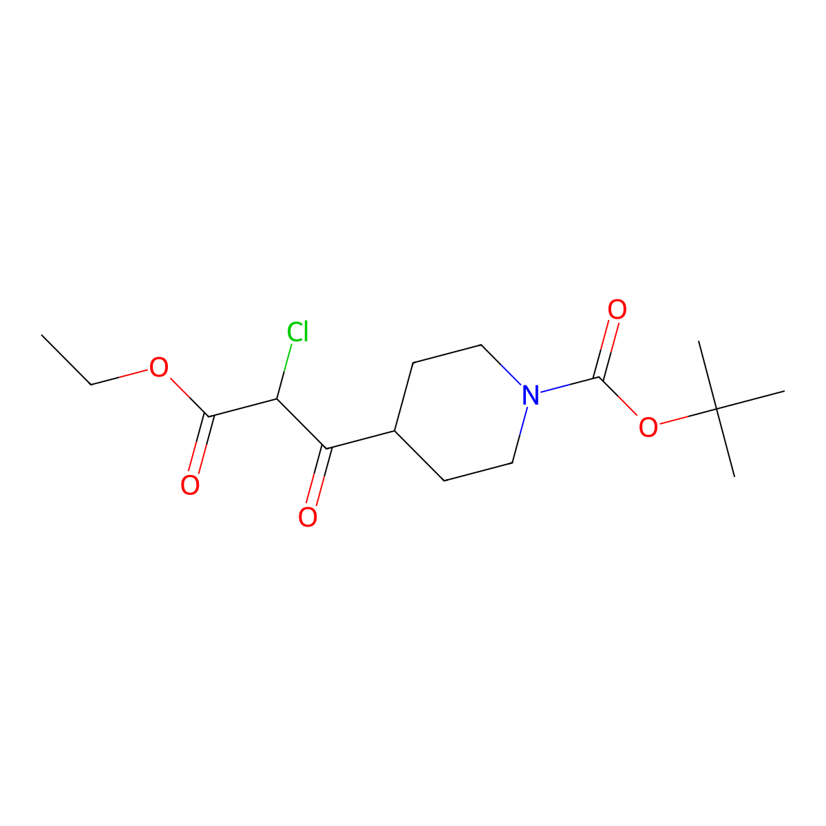 tert-Butyl 4-(2-chloro-3-ethoxy-3-oxopropanoyl)piperidine-1-carboxylate molecular structure, CAS 2365419-13-0