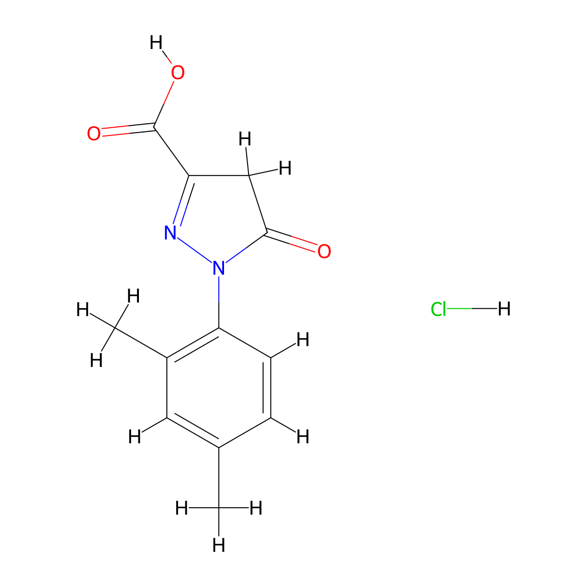 1-(2,4-dimethylphenyl)-5-oxo-4,5-dihydro-1H-pyrazole-3-carboxylic acid hydrochloride molecular structure, CAS 2365419-93-6