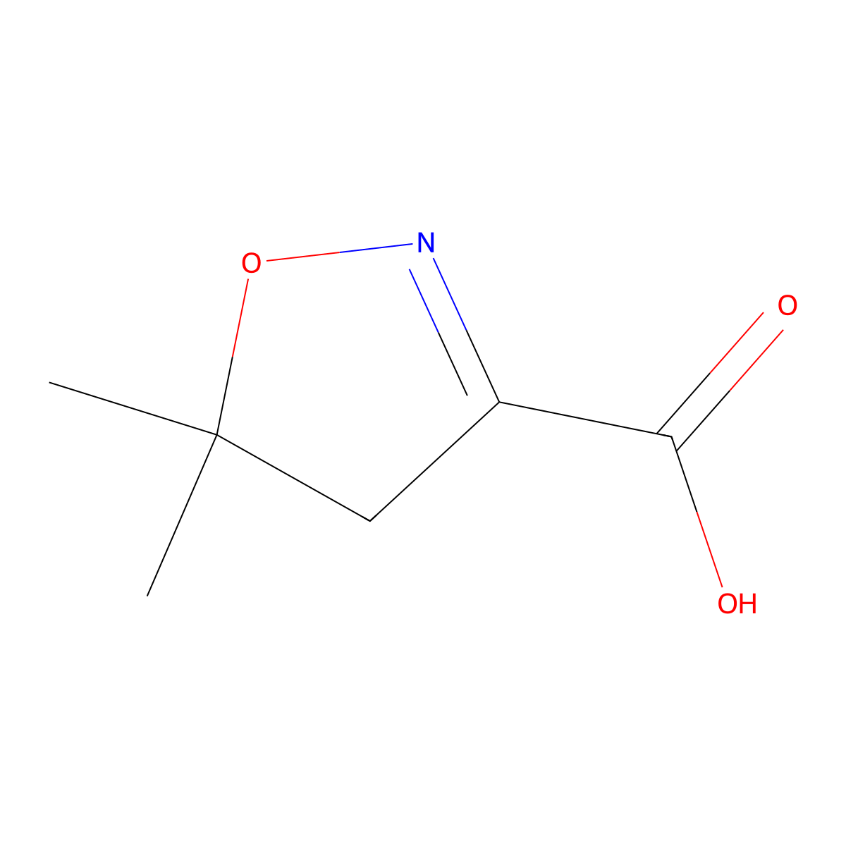 5,5-Dimethyl-4,5-dihydro-1,2-oxazole-3-carboxylic acid molecular structure, CAS 2365420-10-4