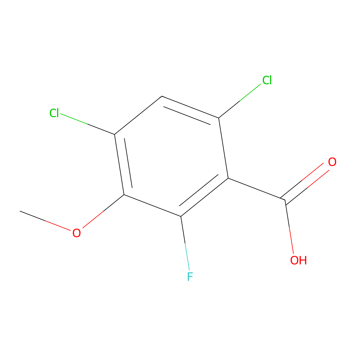 4,6-Dichloro-2-fluoro-3-methoxybenzoic acid molecular structure, CAS 2365420-17-1