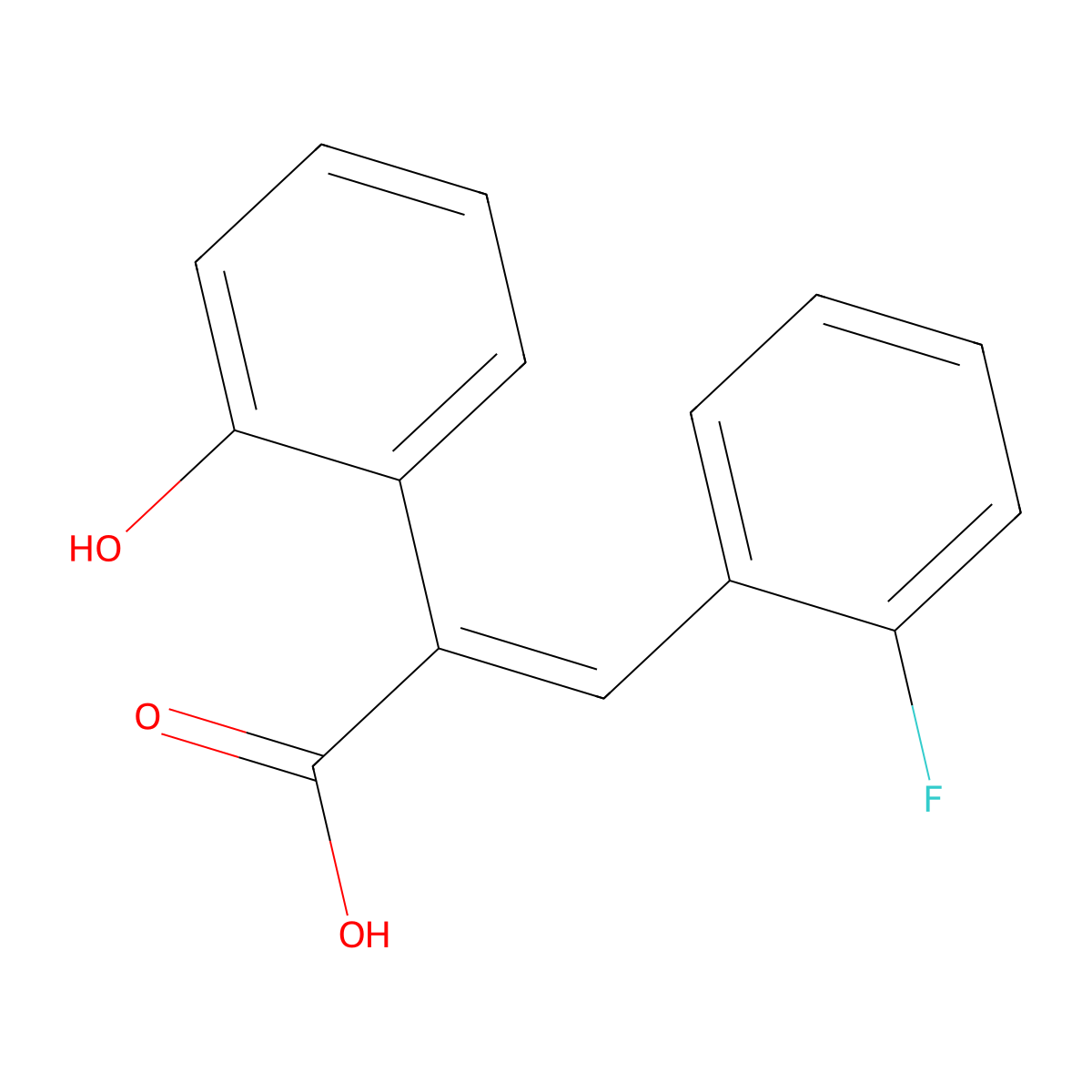 (2E)-3-(2-Fluorophenyl)-2-(2-hydroxyphenyl)prop-2-enoic acid molecular structure, CAS 2365421-26-5