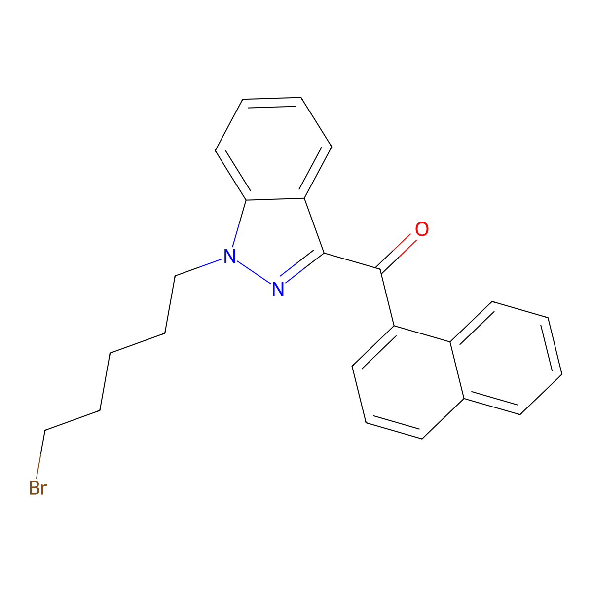 (1-(5-bromopentyl)-1H-indazol-3-yl)(naphthalen-1-yl)methanone molecular structure, CAS 2365471-13-0