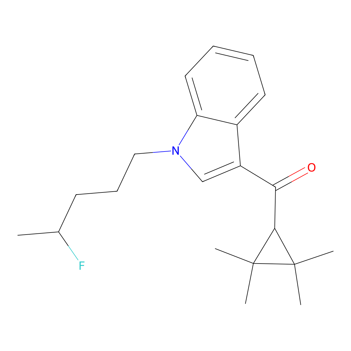 (1-(4-fluoropentyl)-1H-indol-3-yl)(2,2,3,3-tetramethylcyclopropyl)methanone molecular structure, CAS 2365471-50-5
