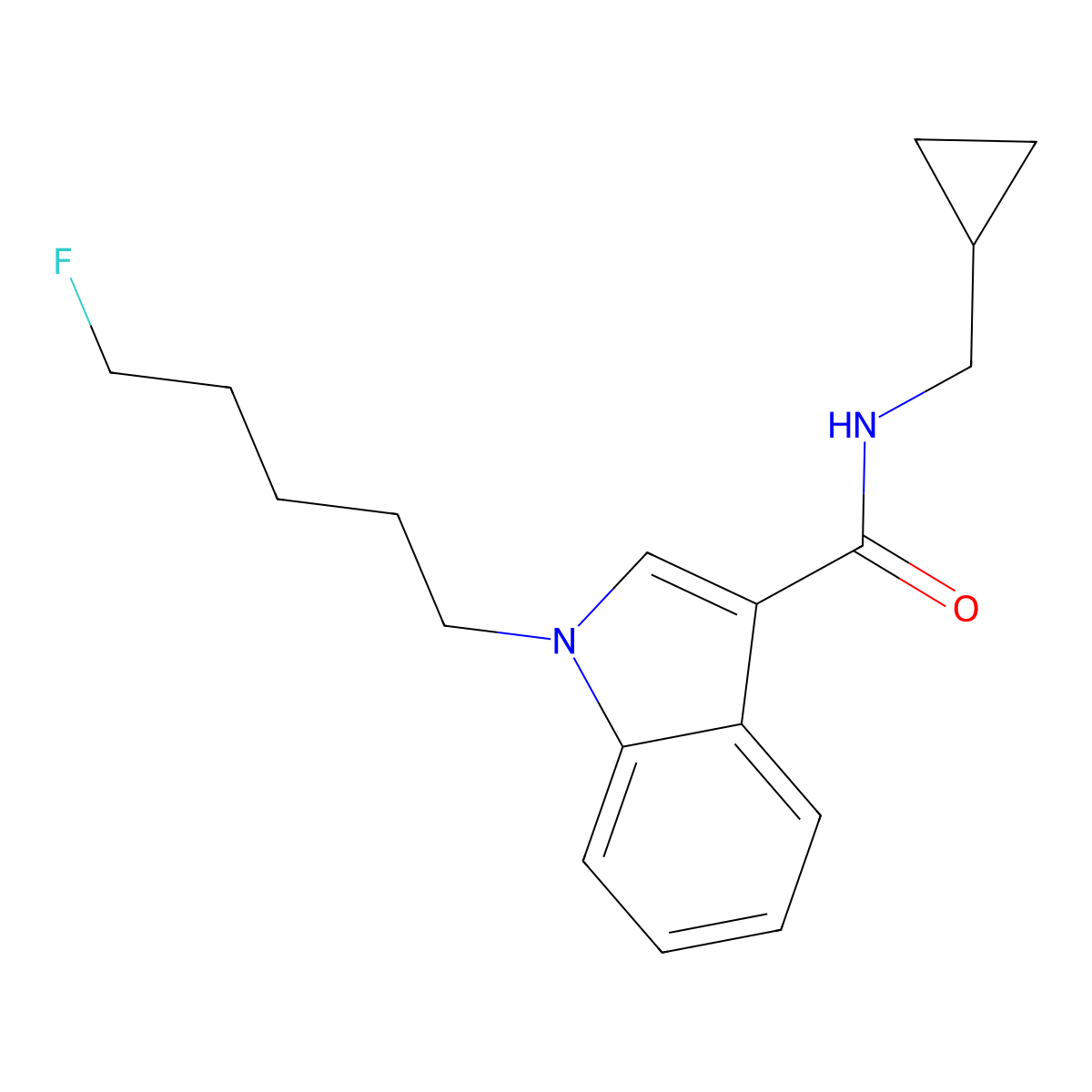 N-(cyclopropylmethyl)-1-(5-fluoropentyl)-1H-indole-3-carboxamide molecular structure, CAS 2365471-87-8